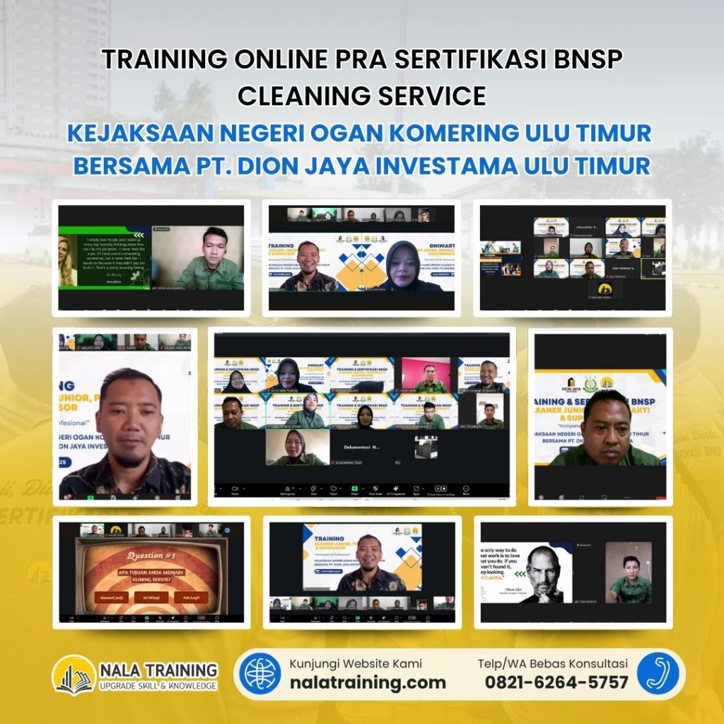 Training Online Pra Sertifikasi BNSP Cleaning Service Kejaksaan Negeri Ogan Komering Ulu Timur bersama PT. Dion Jaya Investama Ulu Timur