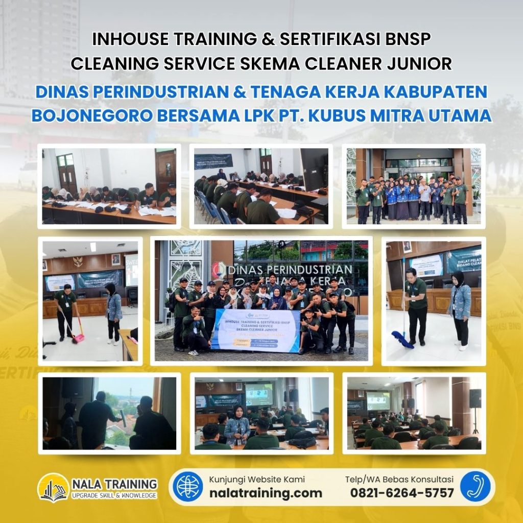 Inhouse Training & Sertifikasi BNSP Cleaning Service Skema Cleaner Junior Dinas Perindustrian & Tenaga Kerja Kabupaten Bojonegoro bersama LPK PT. KUBUS MITRA UTAMA