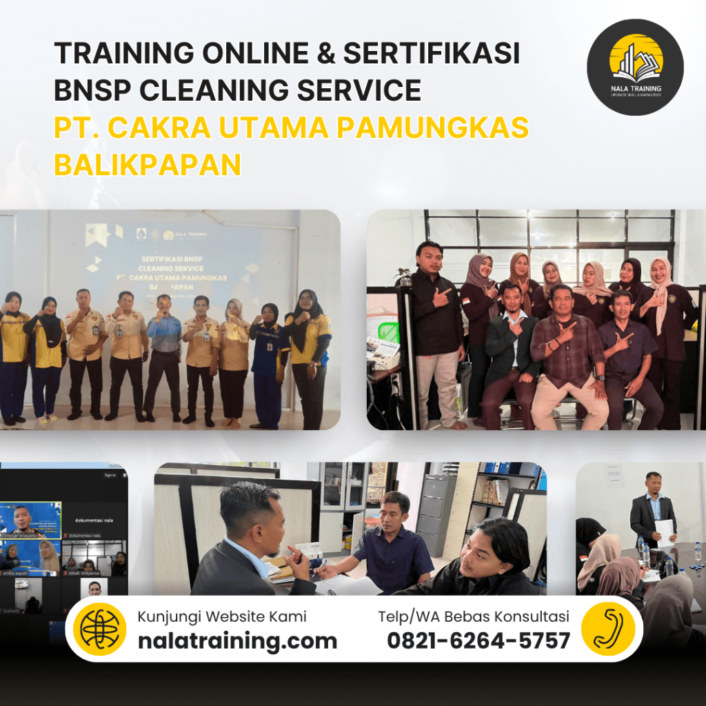 Training Online & Sertifikasi BNSP Cleaning Service PT. Cakra Utama Pamungkas Balikpapan
