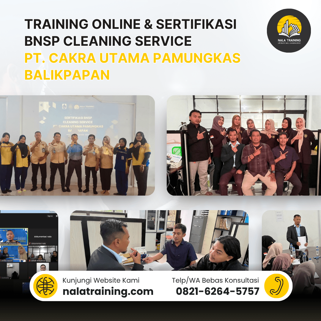 Training Online & Sertifikasi BNSP Cleaning Service PT. Cakra Utama Pamungkas Balikpapan