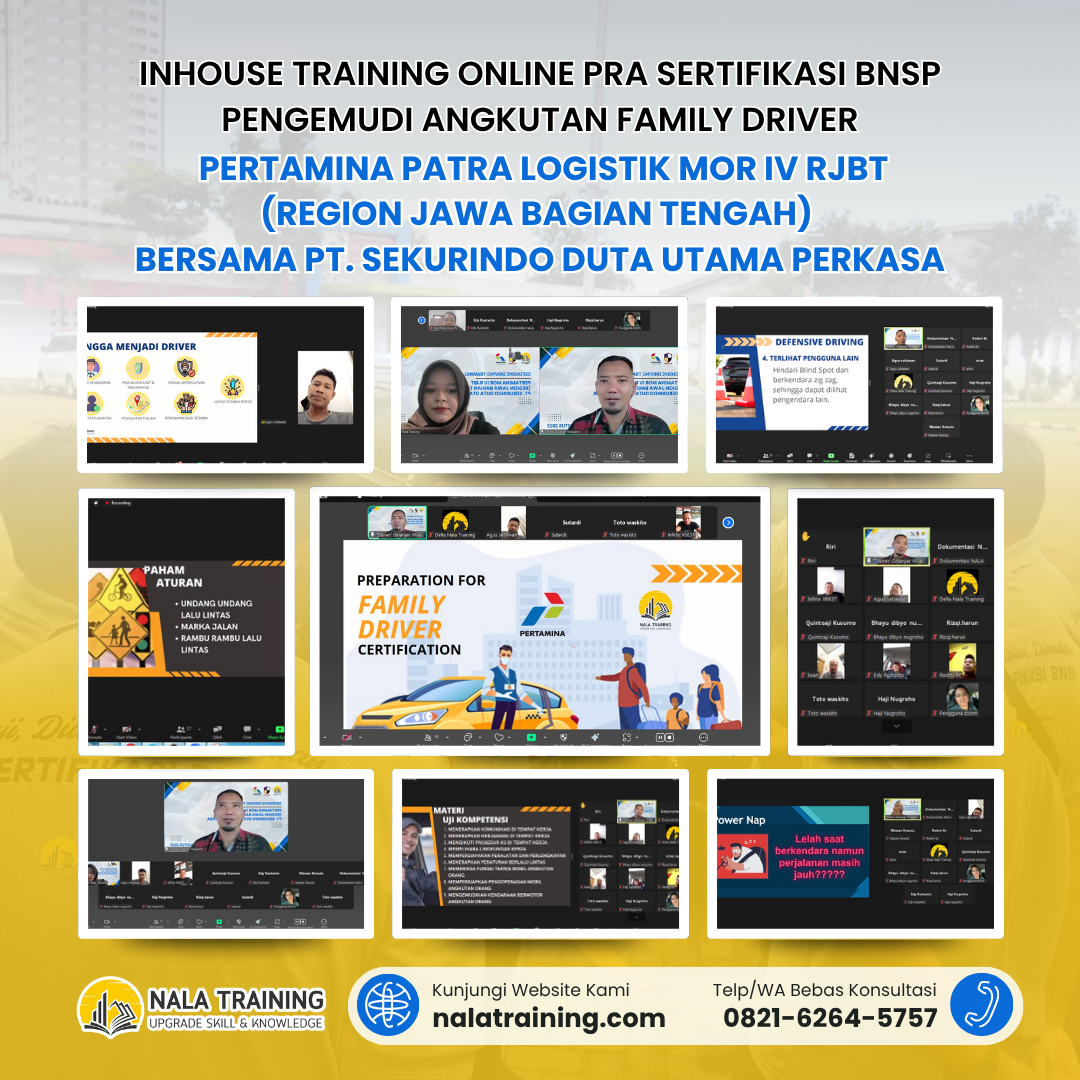 Inhouse Training Online Pra Sertifikasi BNSP Pengemudi Angkutan Family Driver Pertamina Patra Logistik MOR IV RJBT (Region Jawa Bagian Tengah) bersama PT. Sekurindo Duta Utama Perkasa