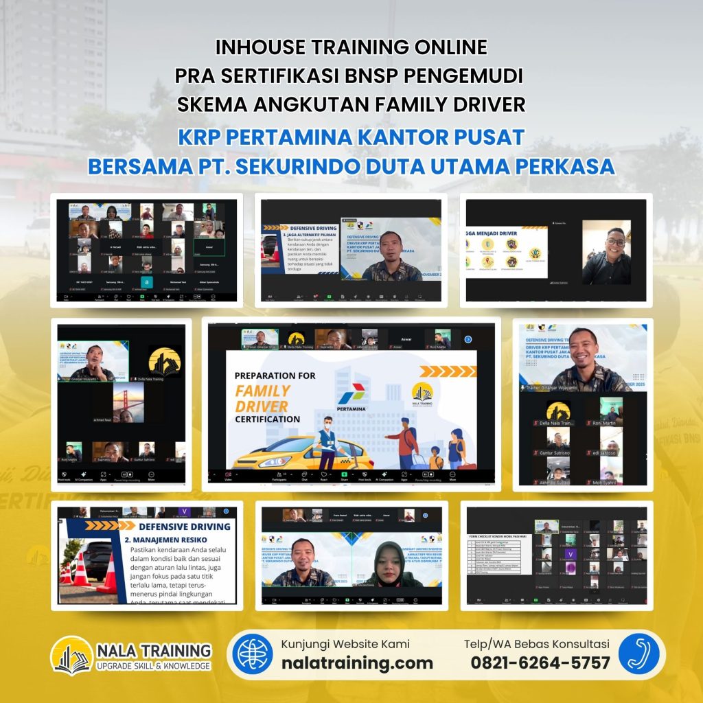 InHouse Training Online Pra Sertifikasi BNSP Pengemudi SKEMA Angkutan Family Driver KRP Pertamina Kantor Pusat bersama PT. Sekurindo Duta Utama Perkasa