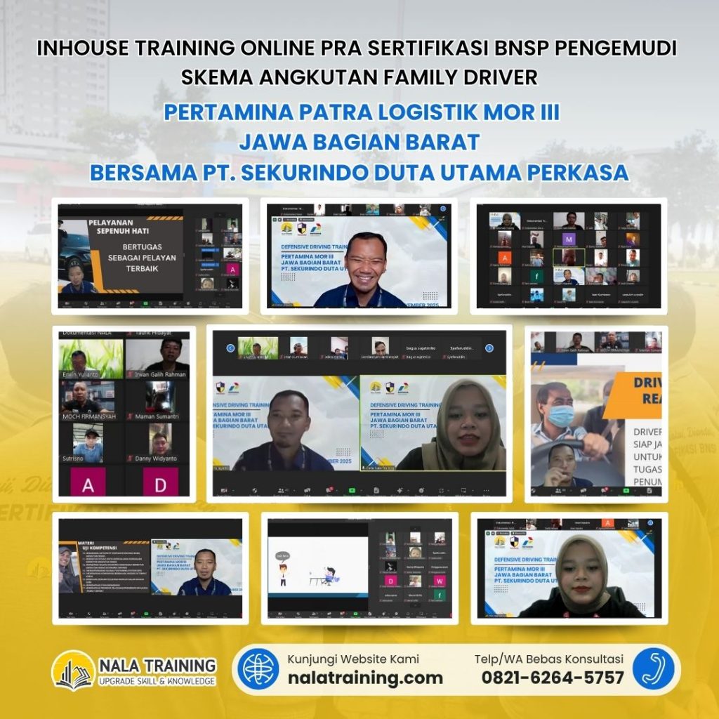 InHouse Training Online Pra Sertifikasi BNSP Pengemudi SKEMA Angkutan Family Driver Pertamina Patra Logistik MOR III Jawa Bagian Barat bersama PT. Sekurindo Duta Utama Perkasa