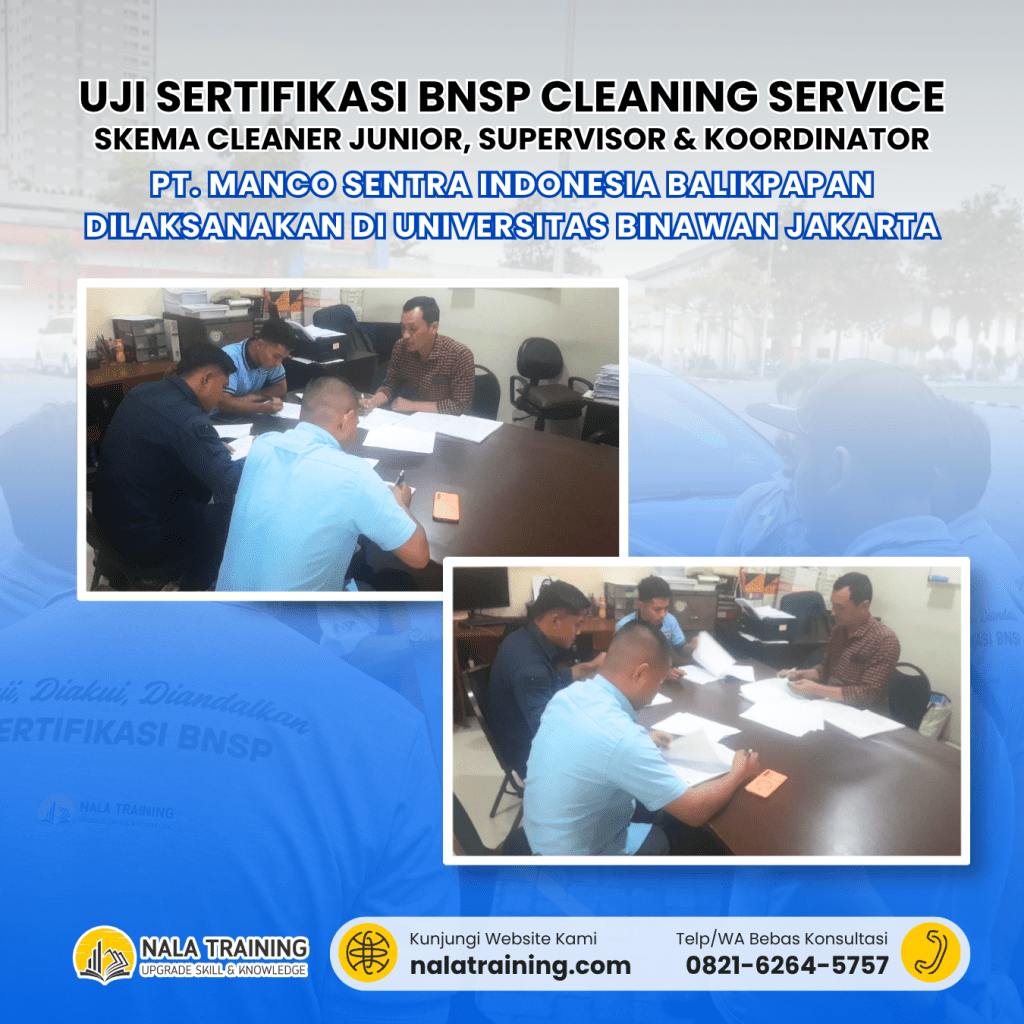 Uji Sertifikasi BNSP Cleaning Service PT. Manco Sentra Indonesia Balikpapan
